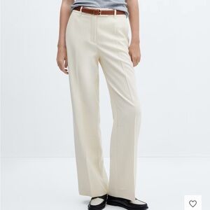 Mango Ecru Low Waist Wide Leg Pants